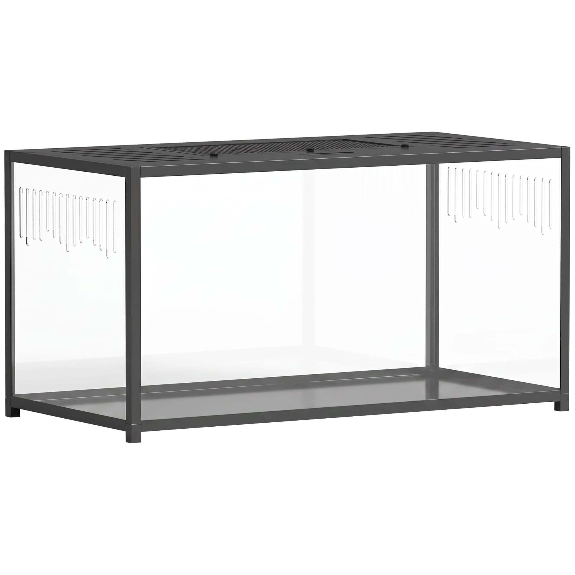 PawHut Cage Hamster Habitat Rongeur Vue Panoramique 360° Structure Robuste en Métal Espace Étanche Profond 100x50x52,5 cm Noir