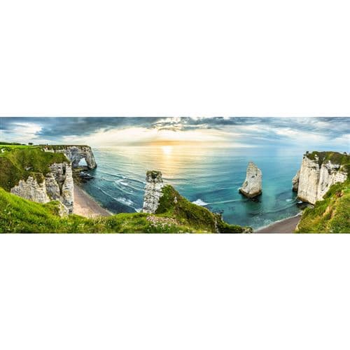 Tableau sur toile vue panoramique d'Etretat 30x97 cm CEANOTHE Décoration Murale Art Décoratif Muraux Peinture Imprimée en HD Salon Chambre Bureau Fabriqué en France